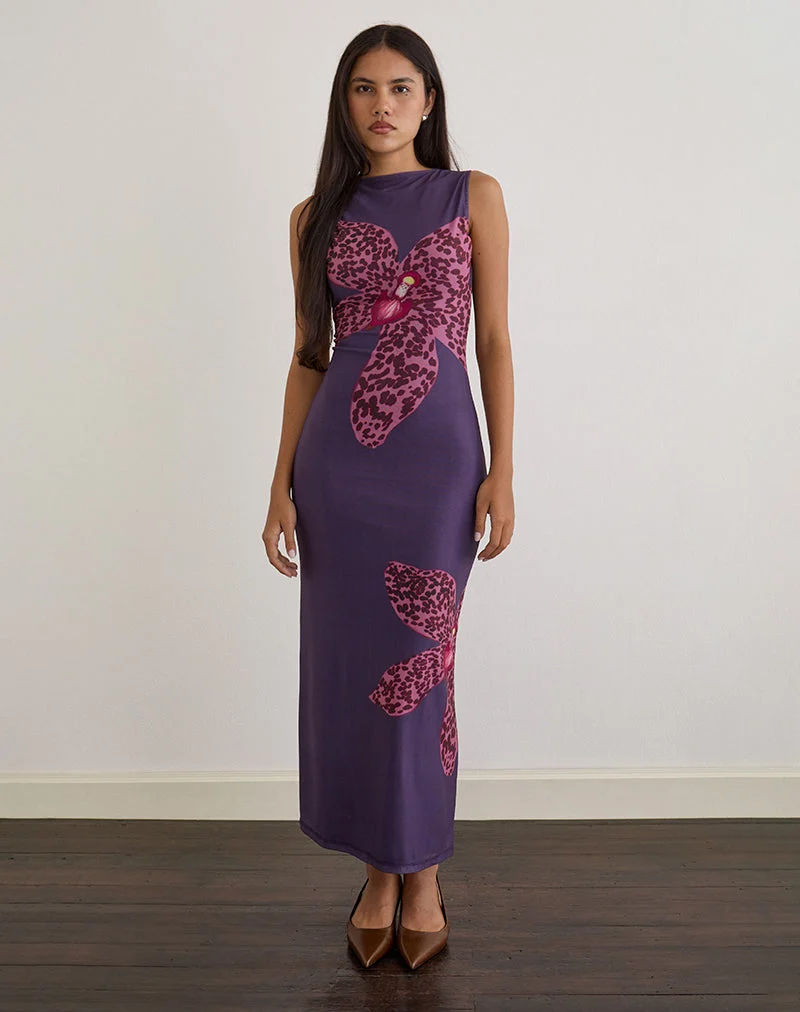 Robe longue Fayola en violet orchidée éclatant