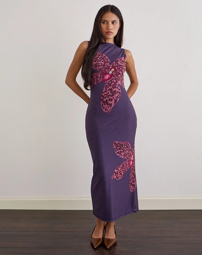 Robe longue Fayola en violet orchidée éclatant