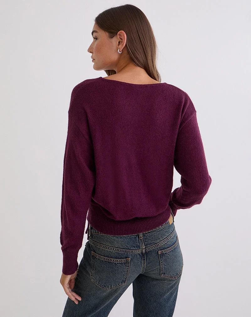 Haut en tricot à manches longues Grisha, couleur prune