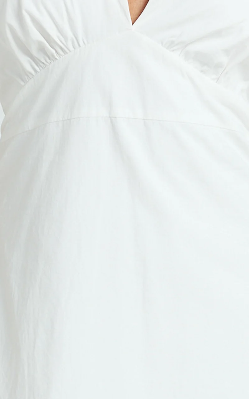 Connor Midi Dress - Halter Neck Tie Back Dress in White