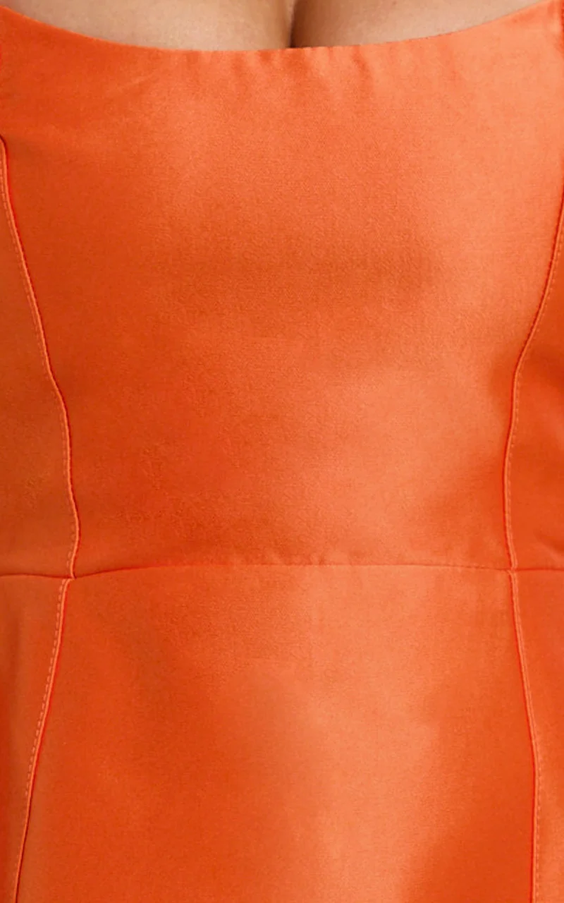 Carolina Mini Dress - Scoop Neck Panel Bodice Dress in Orange