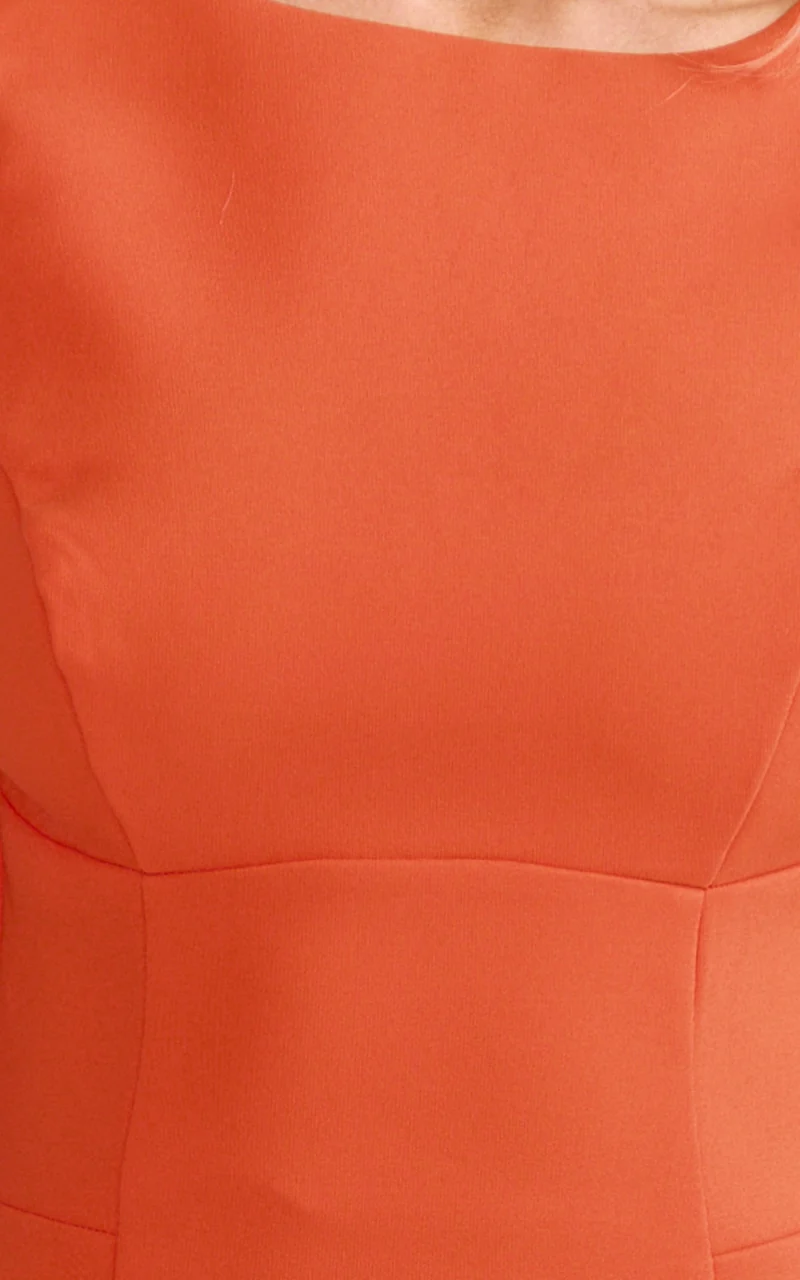 Freddie Mini Dress - Boat Neck Fit and Flare Dress in Orange