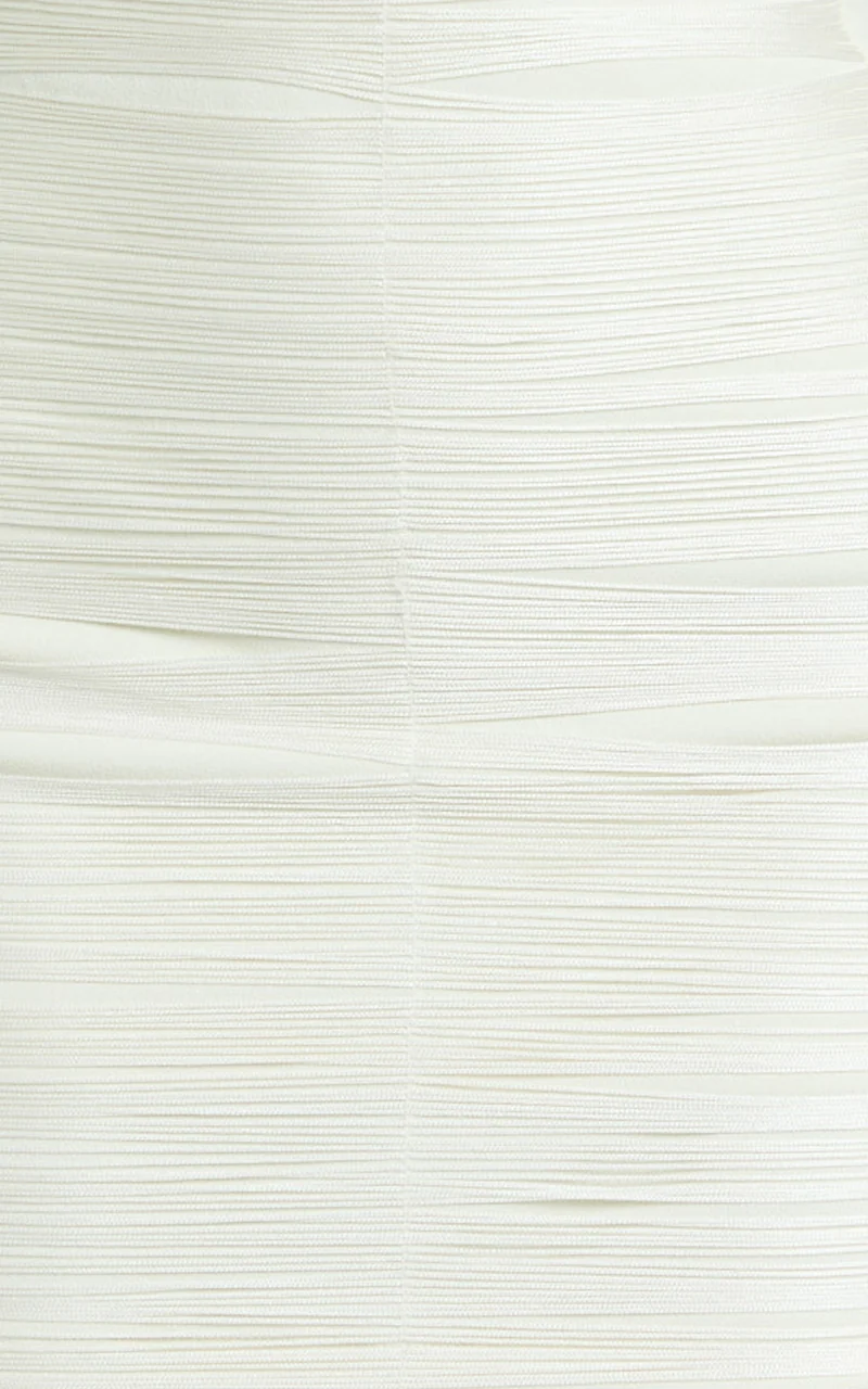 Joanne Mini Dress - Fringe Detail Bodycon Dress in Ivory