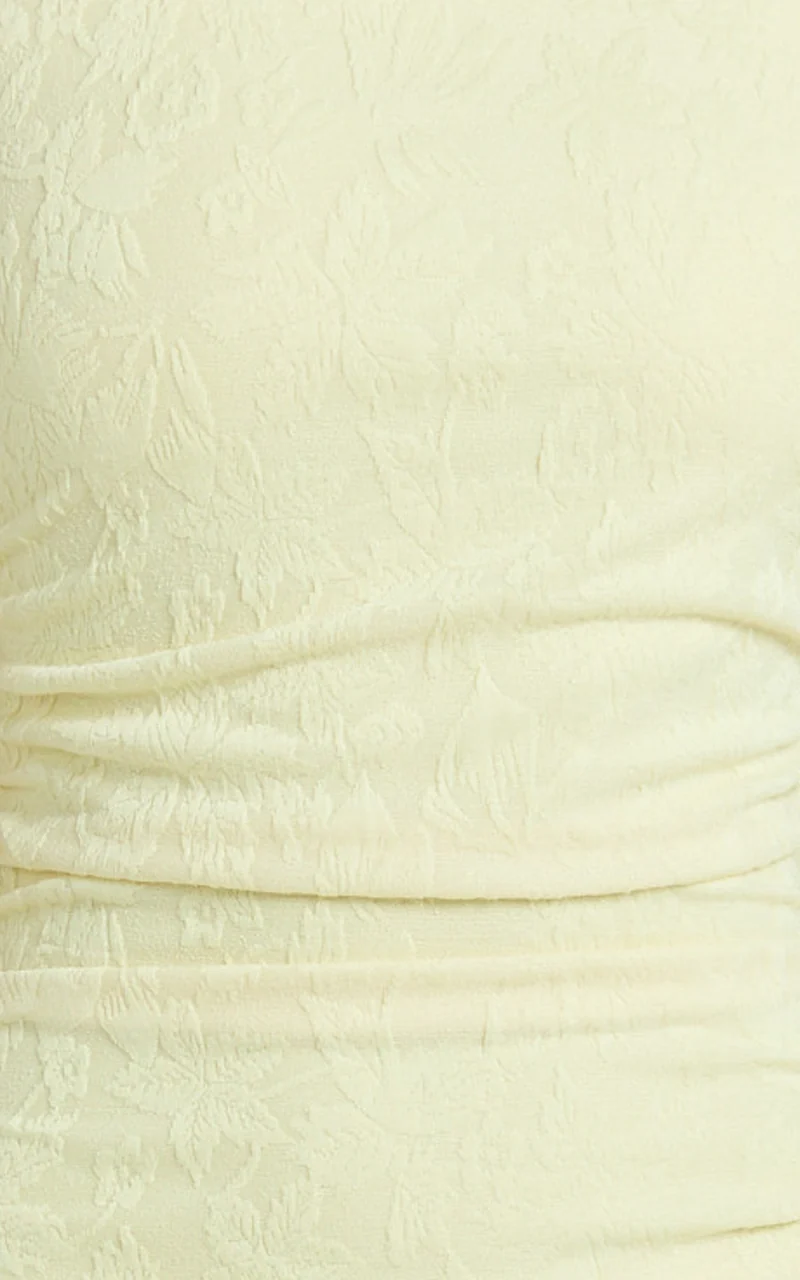 Kayrene Mini Dress - Jacquard A Line Dress in Butter Yellow