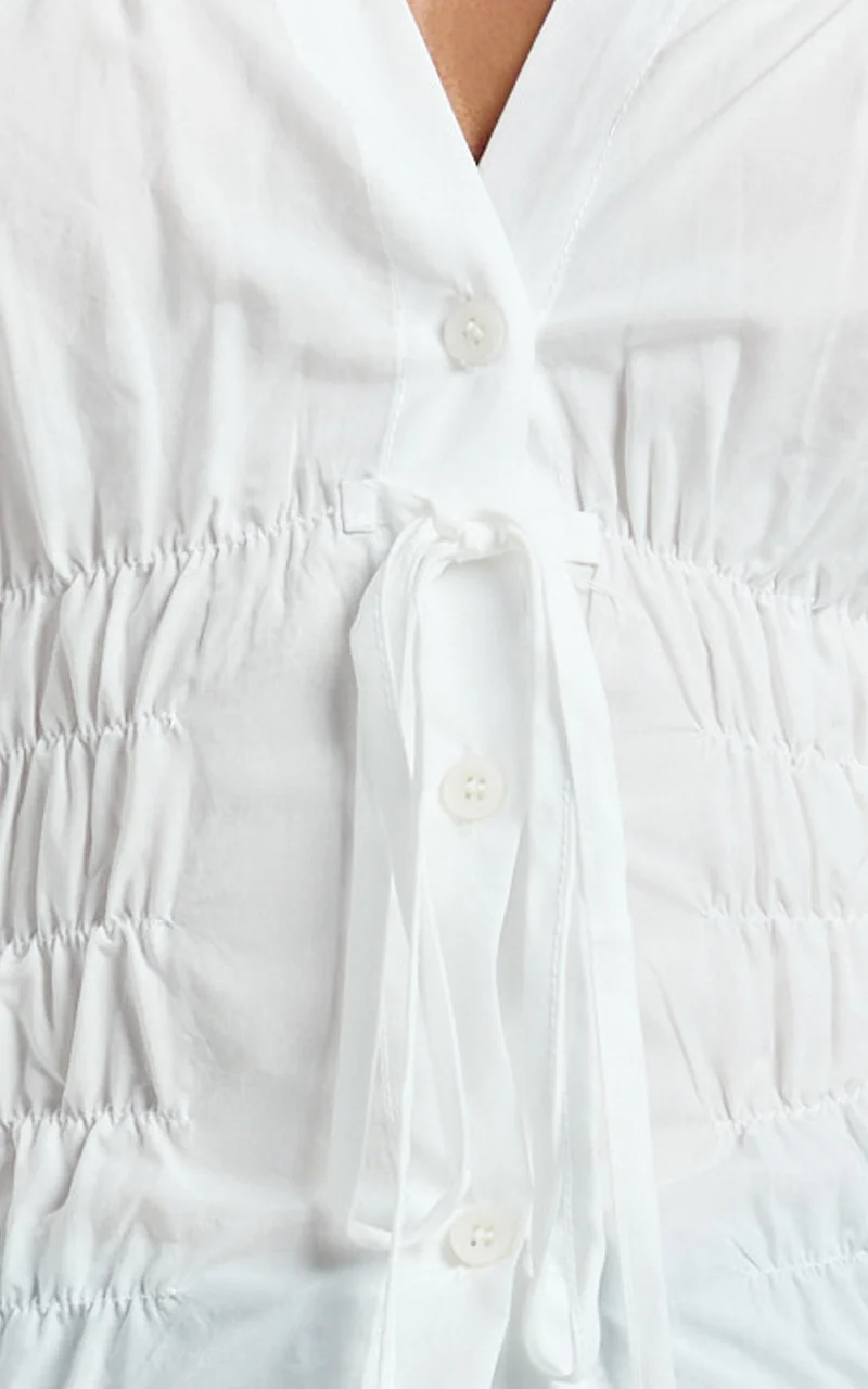 Cody Shirt - Ruched Detail Scrunch Shirt in White