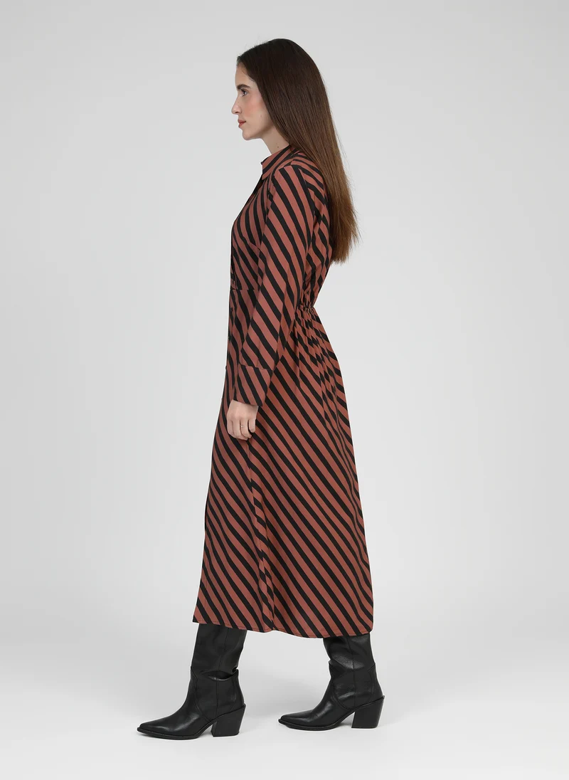 ROBE LONGUE MATARA stipe chocolat
