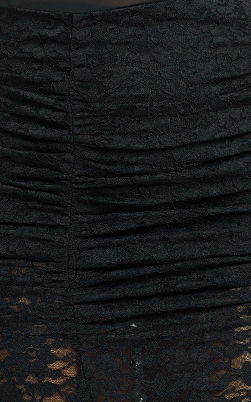 Candice Maxi Dress - Lace Contrast Georgette Dress in Black