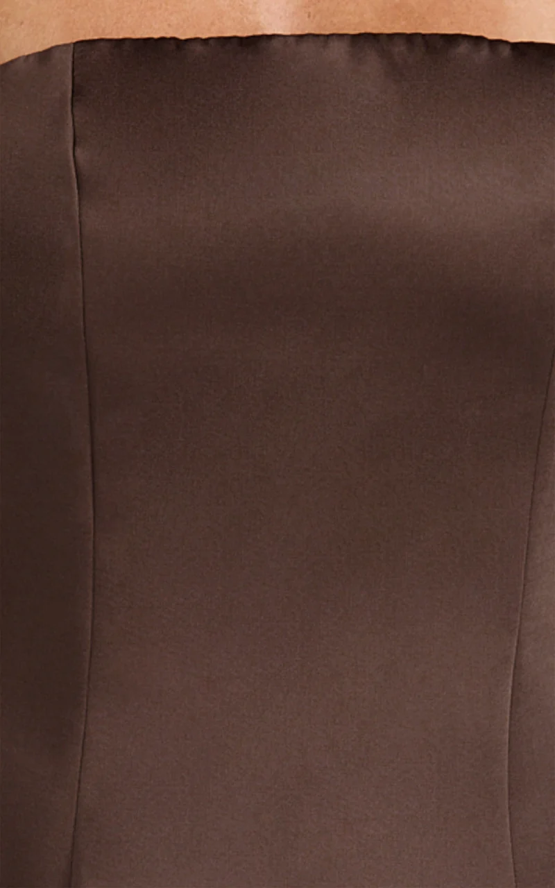 Vivienne Two Piece Set - Strapless Top & Lace Pant Set in Mocha