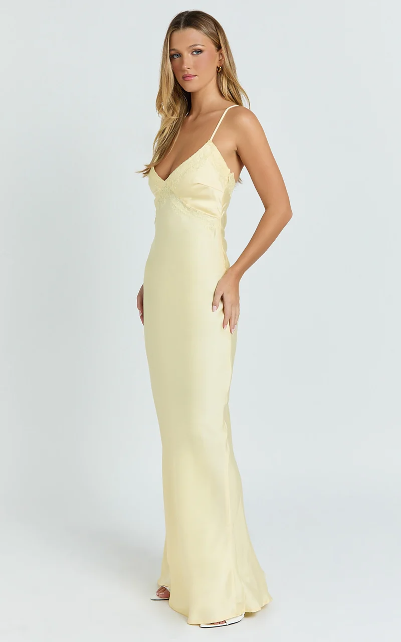 Liliane Maxi Dress - Bias Cut Dress in Lemon