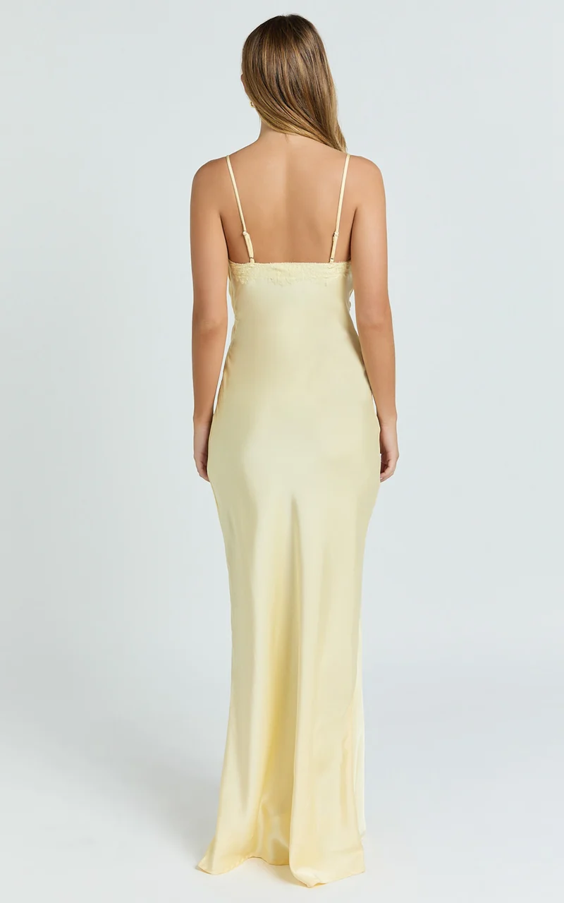 Liliane Maxi Dress - Bias Cut Dress in Lemon
