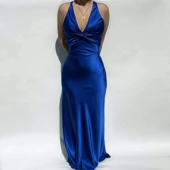 Robe de soirée simple en satin violet