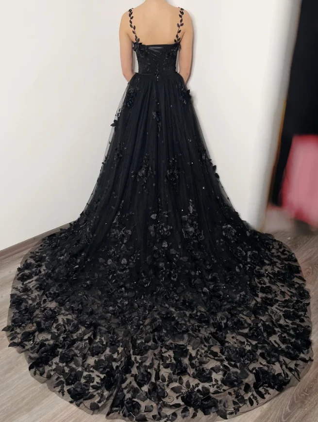 Robe de mariée corset en dentelle florale 3D, robe fantaisie alternative pour mariée