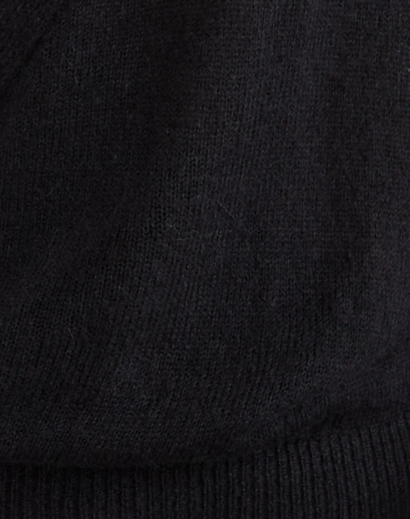 Haut cache-cœur plongeant Saroya en tricot noir