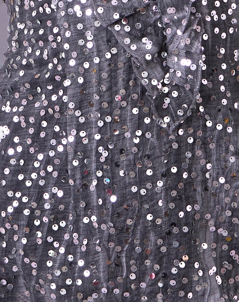 Mini-robe Kasuya en mousseline à paillettes grises