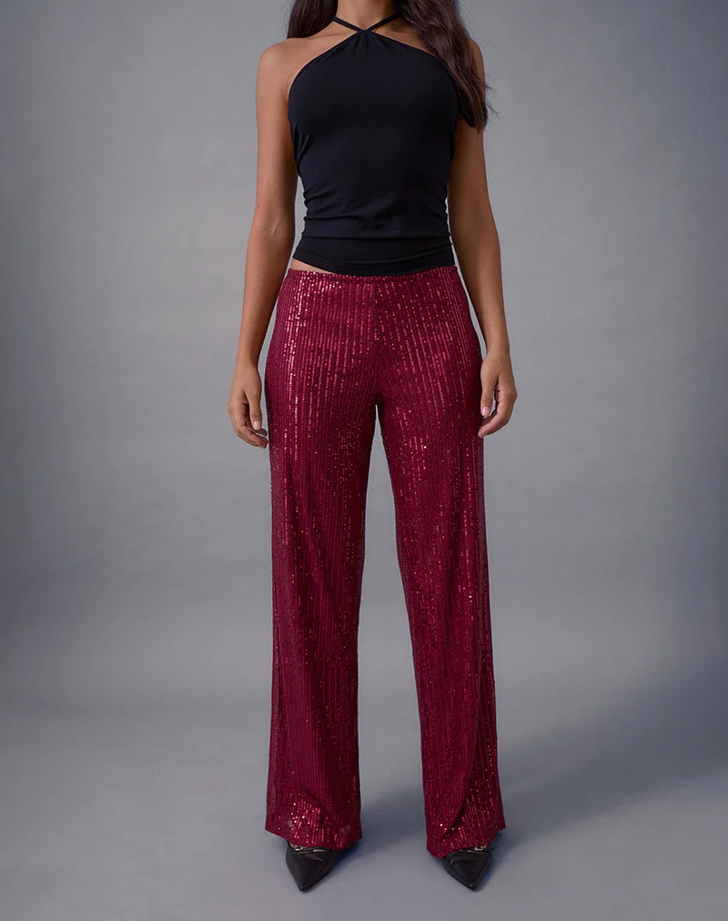 Pantalon large Wilaga à paillettes marron