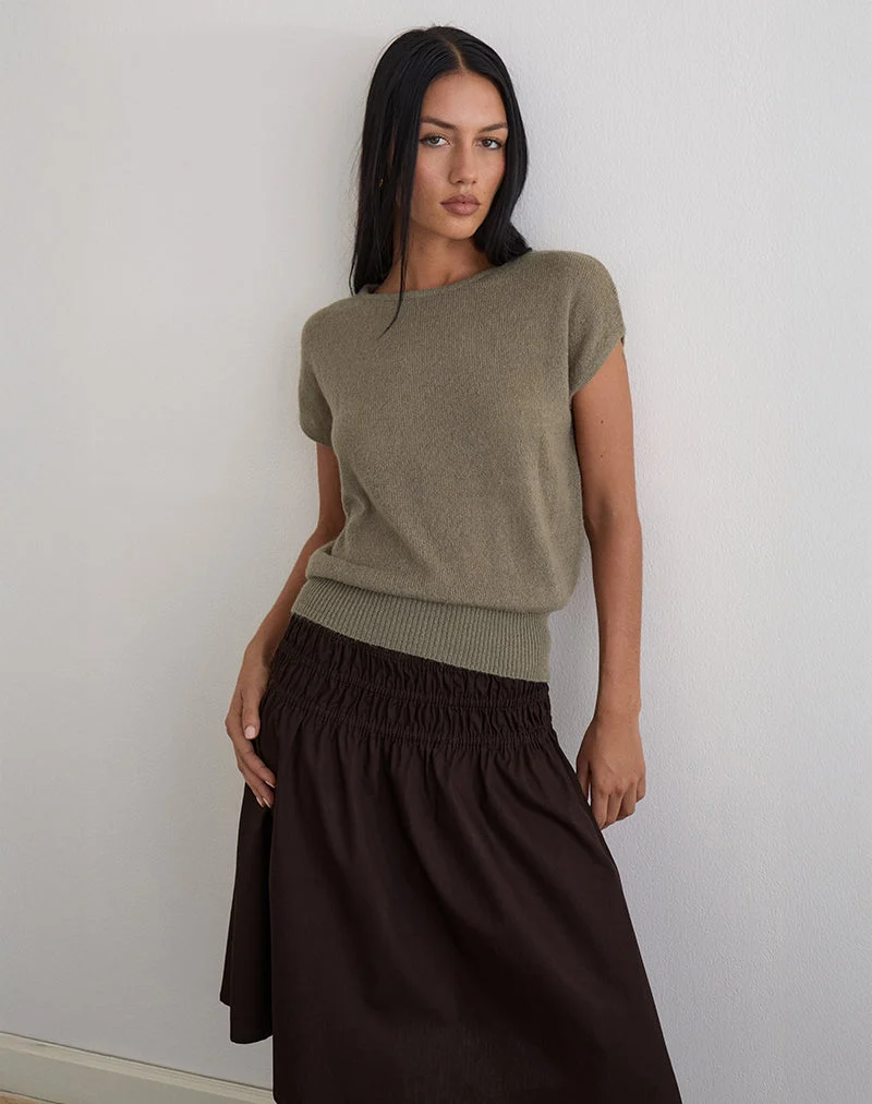Sorin - Top à ceinture profonde en tricot kaki