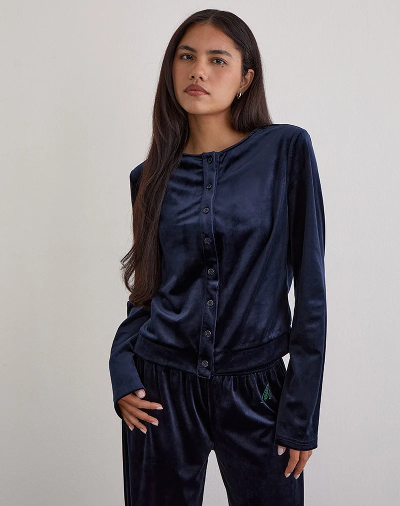Cardigan boutonné Kellen en velours marine