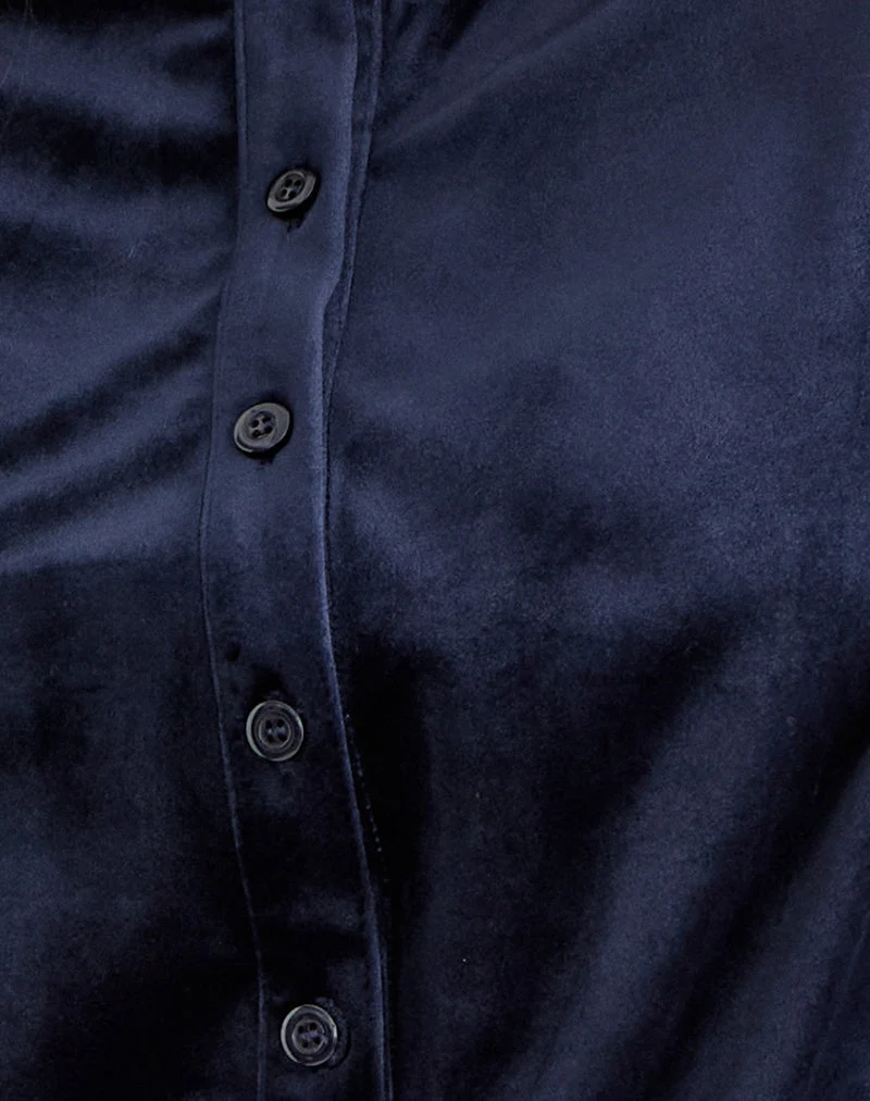 Cardigan boutonné Kellen en velours marine