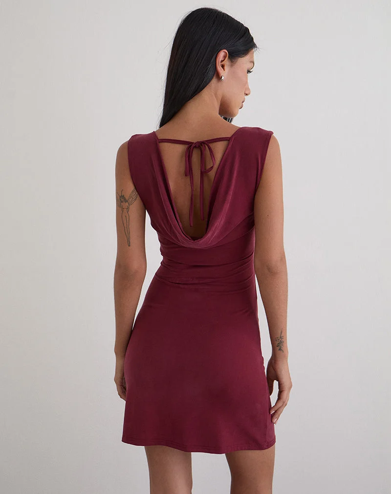 Mini robe Yuzuki en Cupro Burgundy