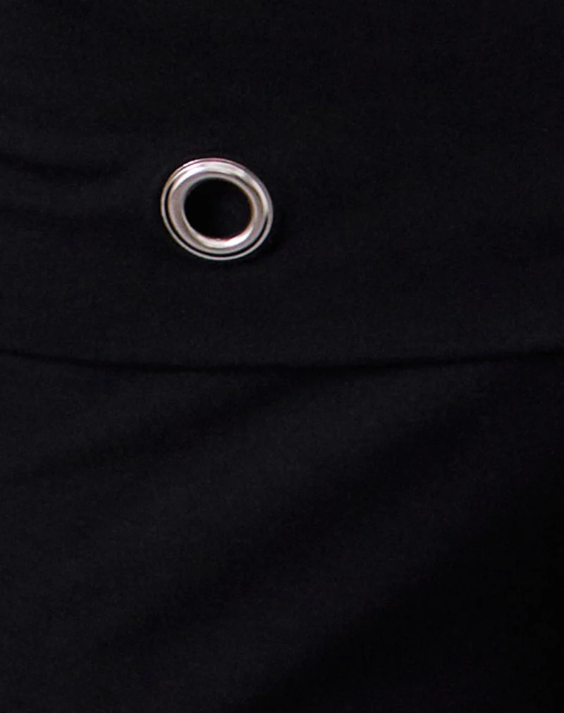 Pantalon Travis Foldover en noir avec œillets