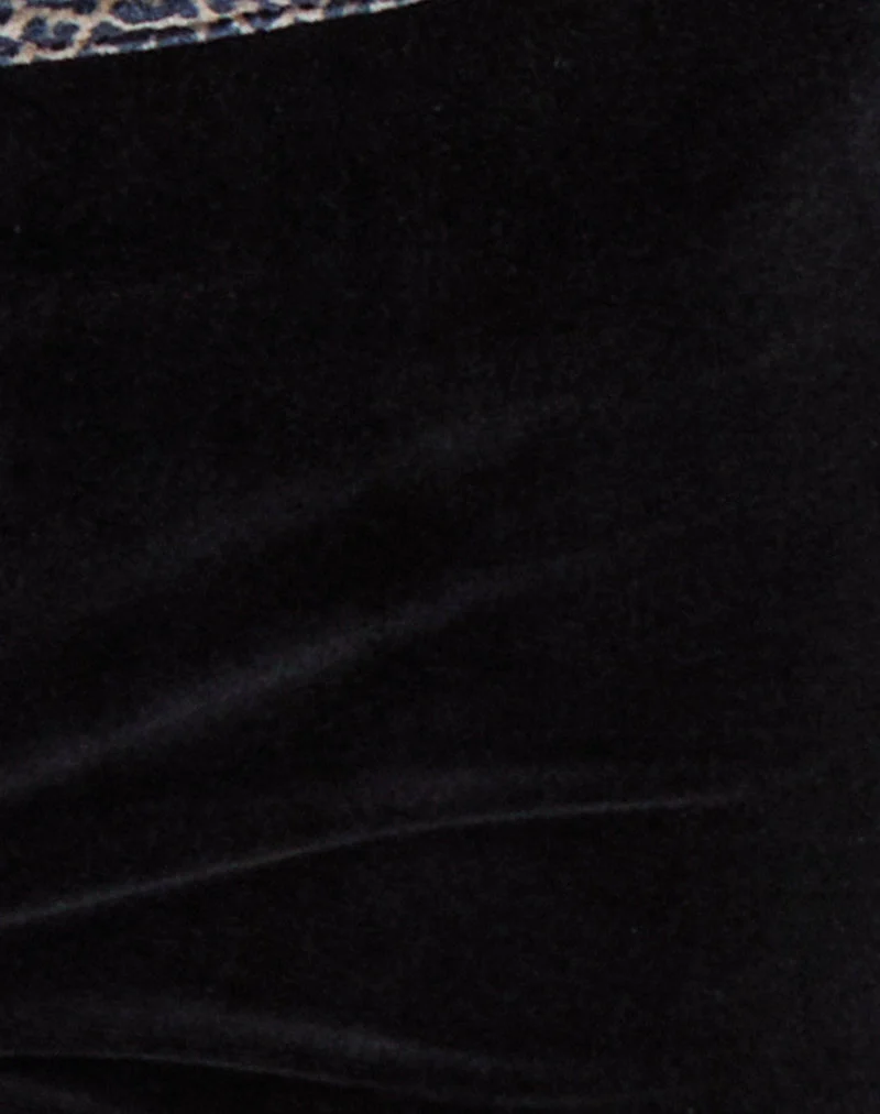 Short Nakoa à la taille en noir avec bordure en léopard Rar