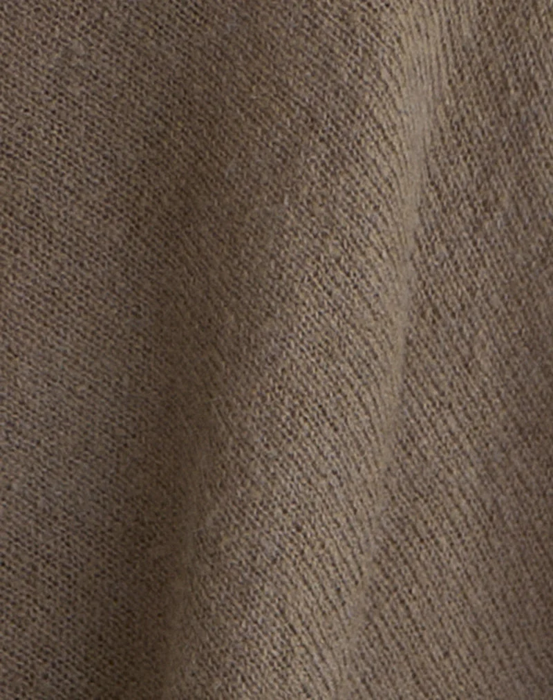 Poncho Maliha en maille transparente taupe