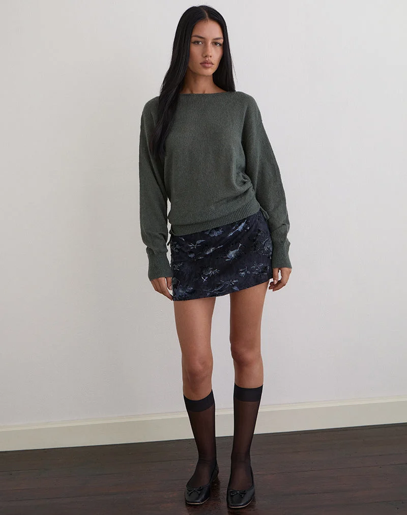 Top en tricot à manches longues Grisha en gris Smokey Green