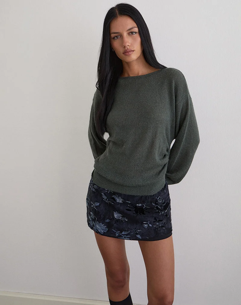 Top en tricot à manches longues Grisha en gris Smokey Green