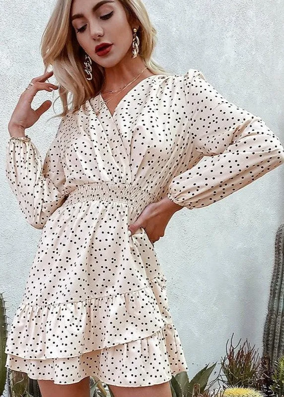 Robe Manche Longue Style Bohème Pois