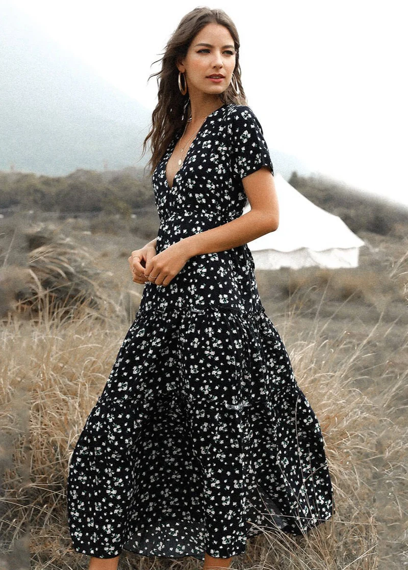 Robe Bohème Noir vintage