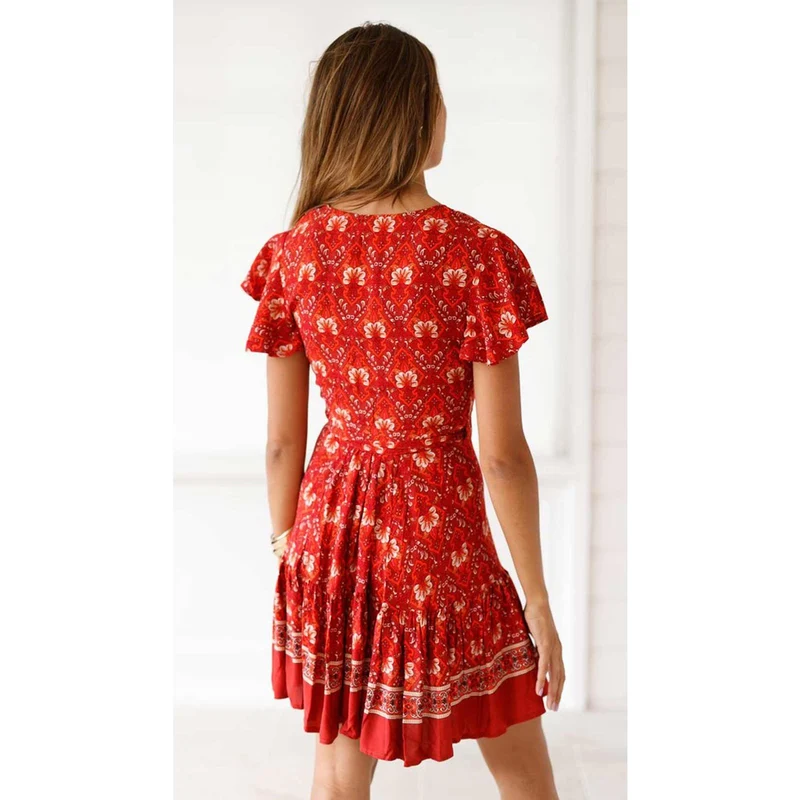 Robe Bohème Rouge Cache Cœur