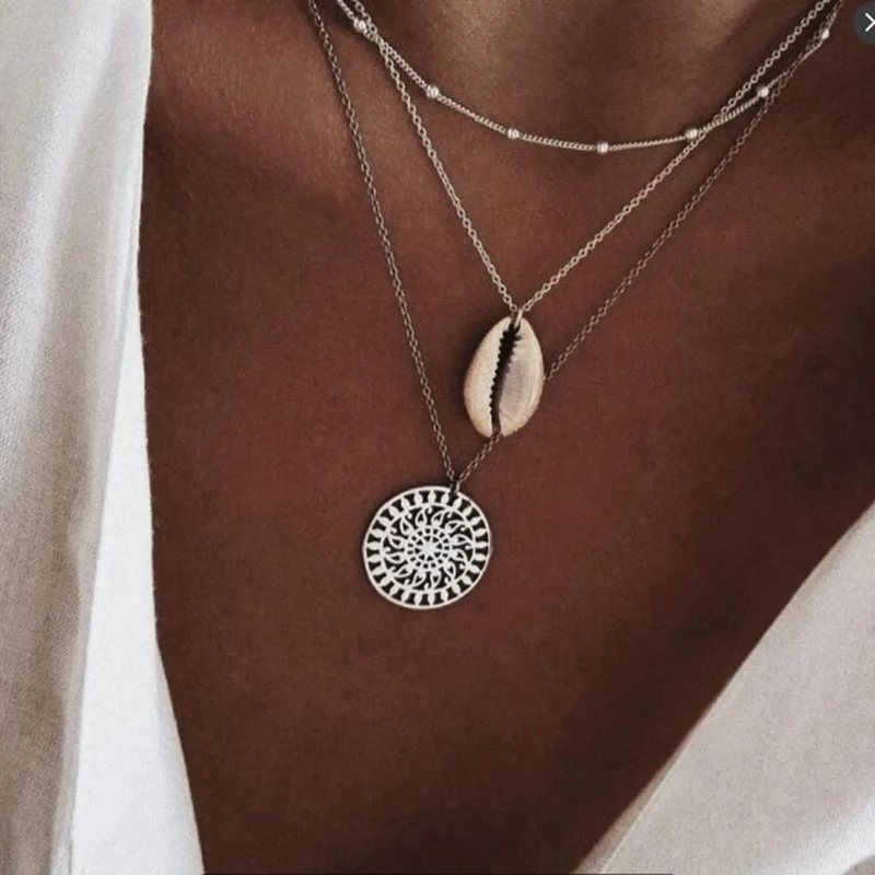 Collier Médaillon Coquillage Bohème
