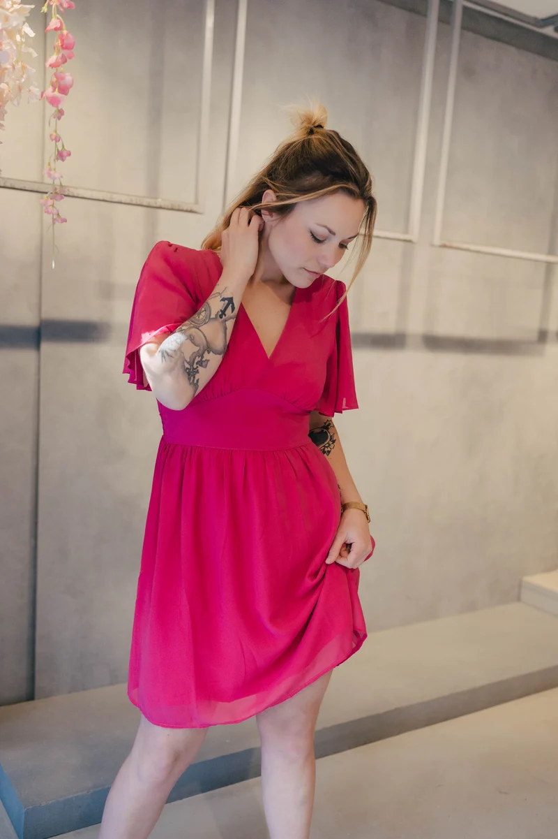 Robe courte unie Rose