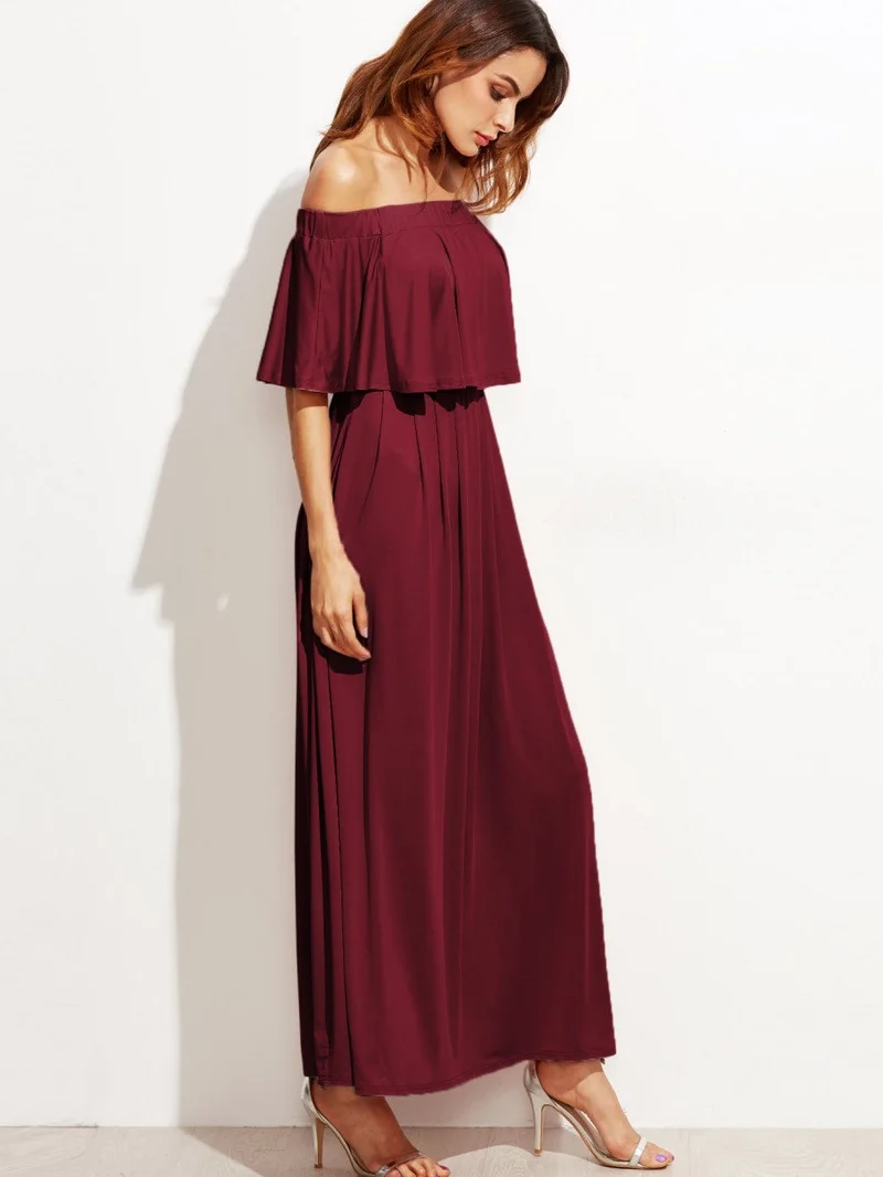 Flounce Layered Neckline Dress