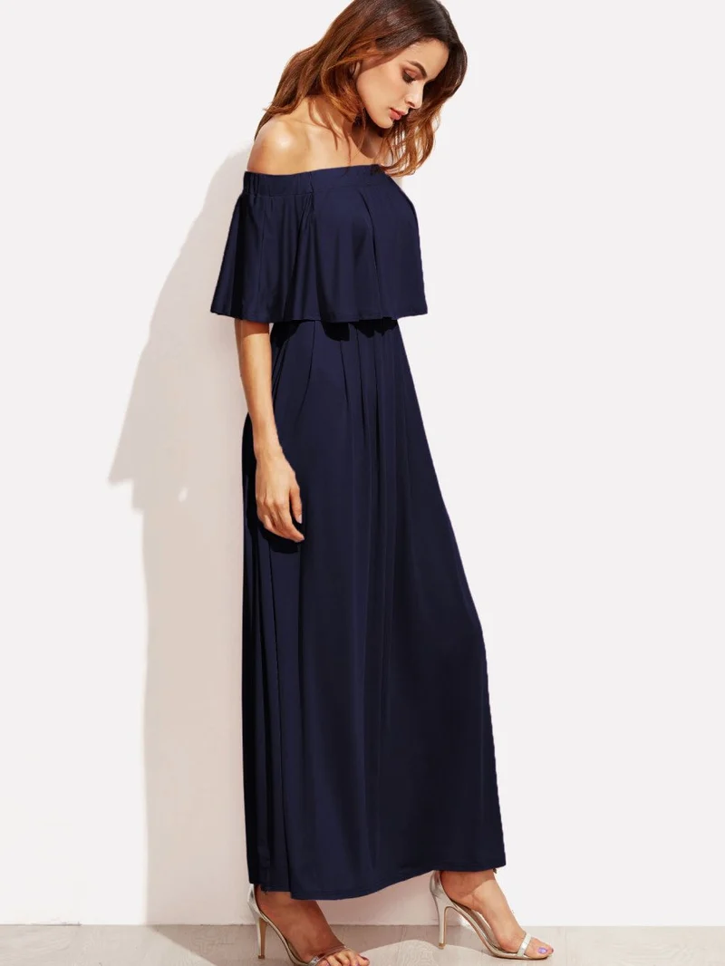 Flounce Layered Neckline Dress