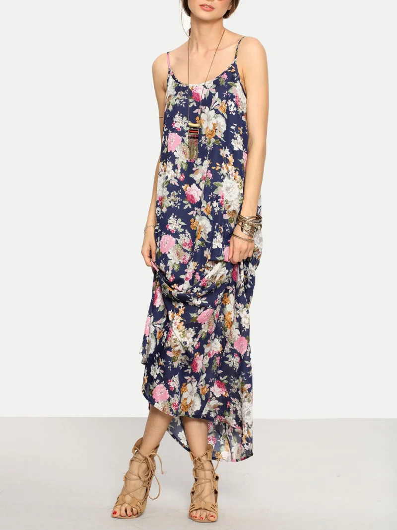 Cami Straps Floral Print Maxi Dress