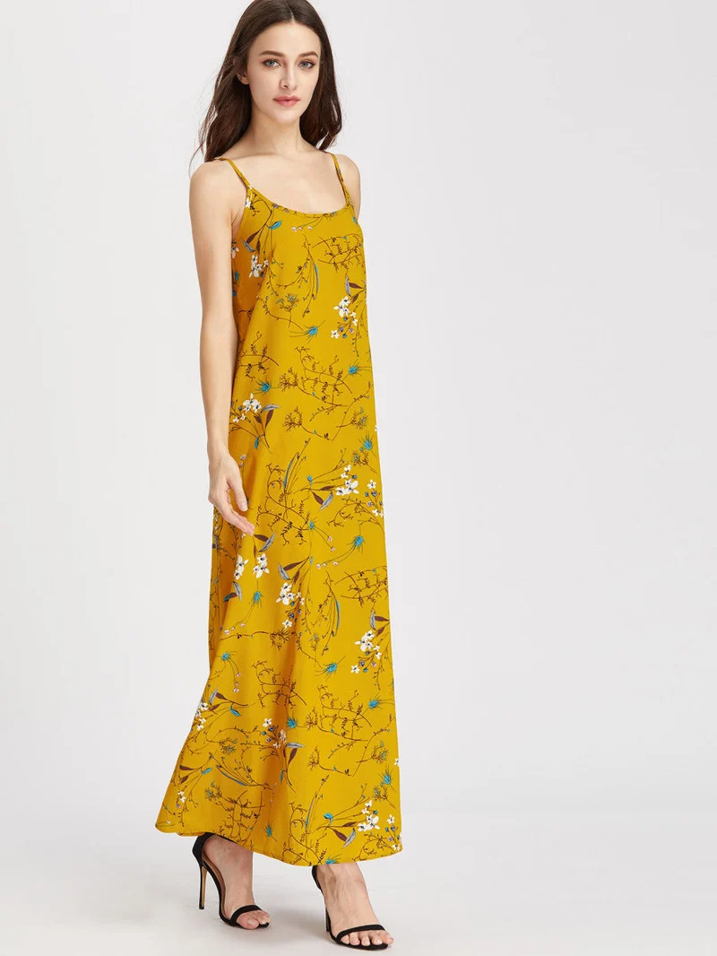 Cami Straps Floral Print Maxi Dress