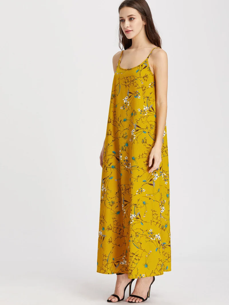 Cami Straps Floral Print Maxi Dress