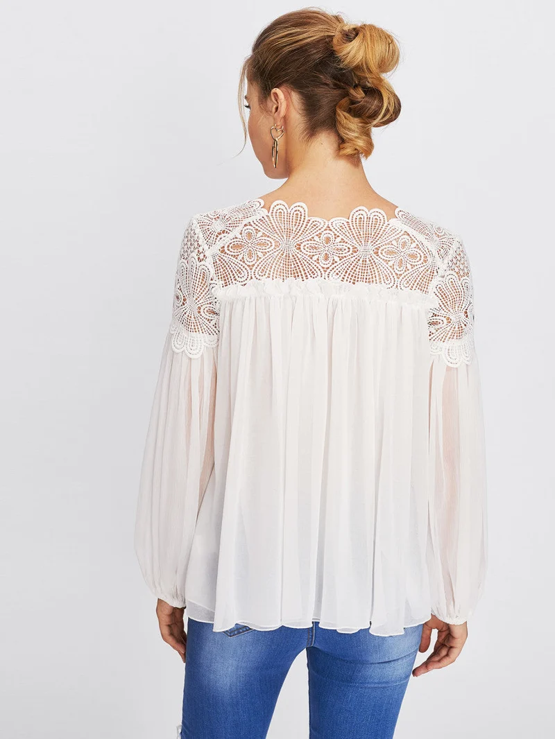 Lace Yoke Smock Top