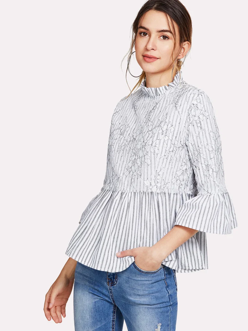 Appliqué Striped Smock Top