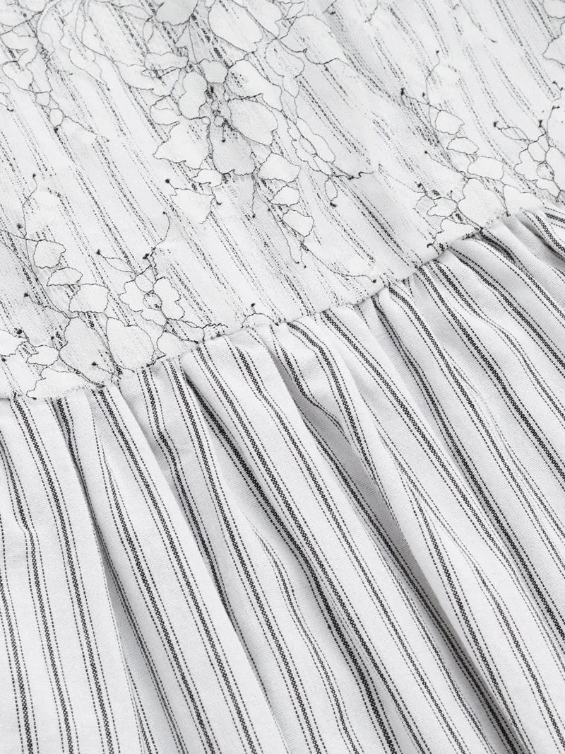 Appliqué Striped Smock Top