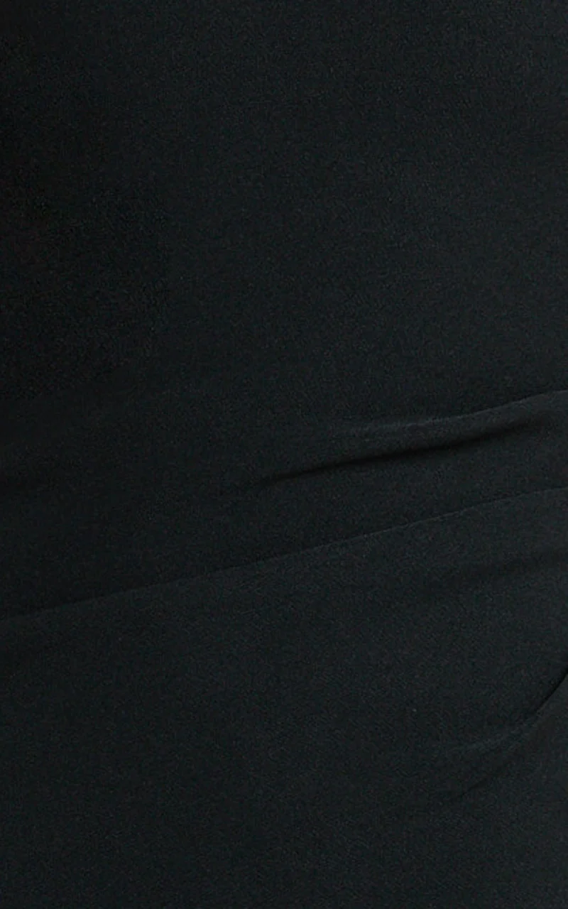 Tessa Maxi Dress - Square Neck Ruched Side Bodycon Dress in Black