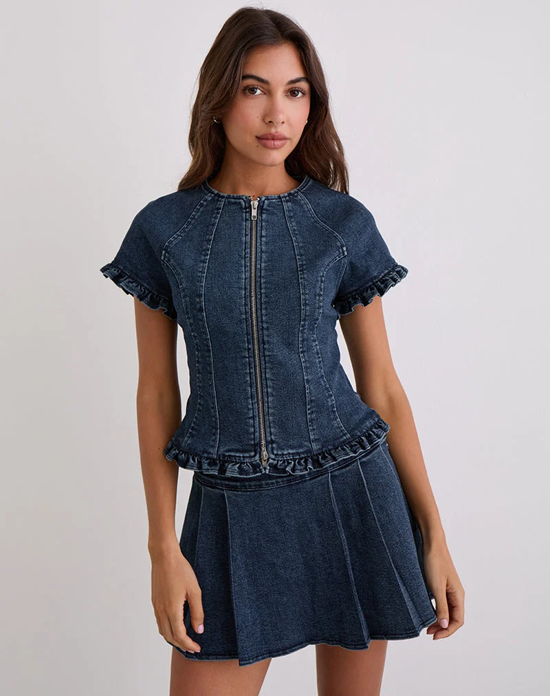 Dunya Top in Chambray Vintage Blue