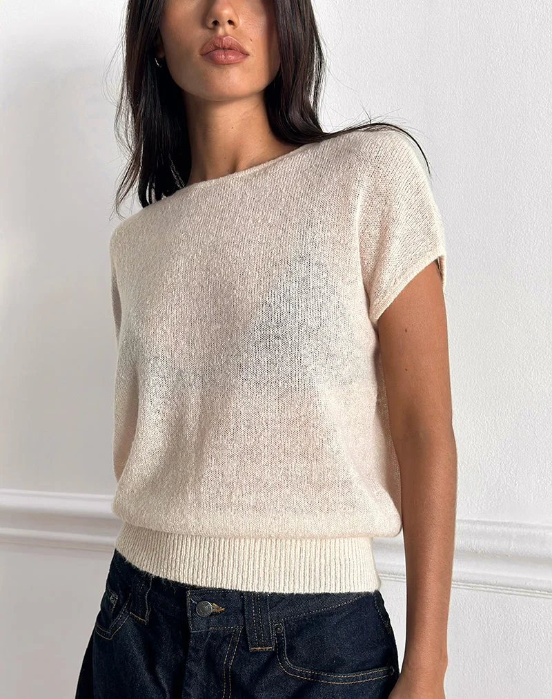 Sorin - Top à ceinture profonde en tricot écru