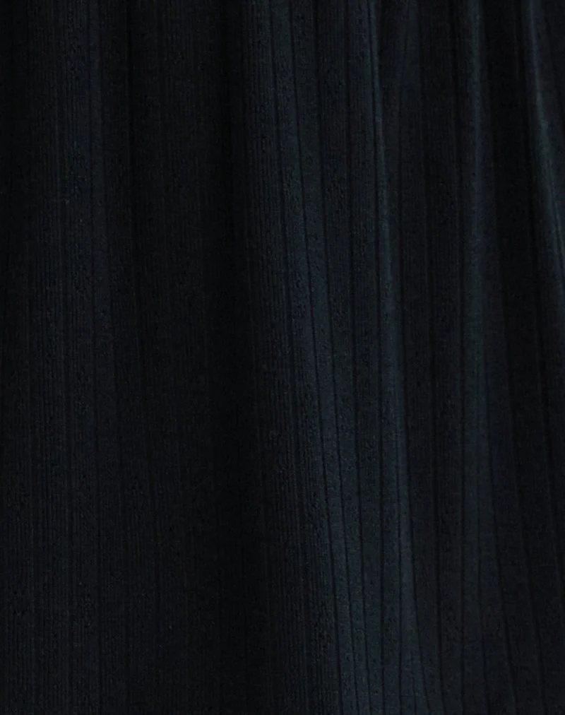 Monia Plunge Top in Pointelle Black