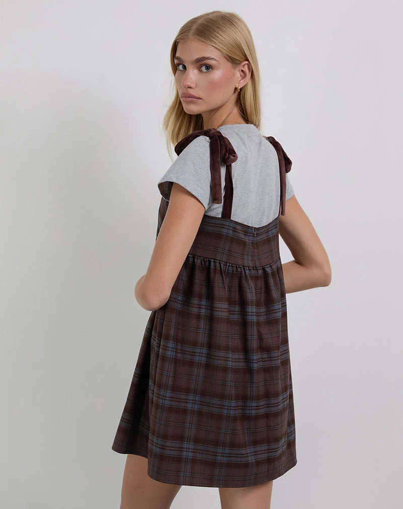 Mini robe Mikayla à carreaux bleus et bourgogne