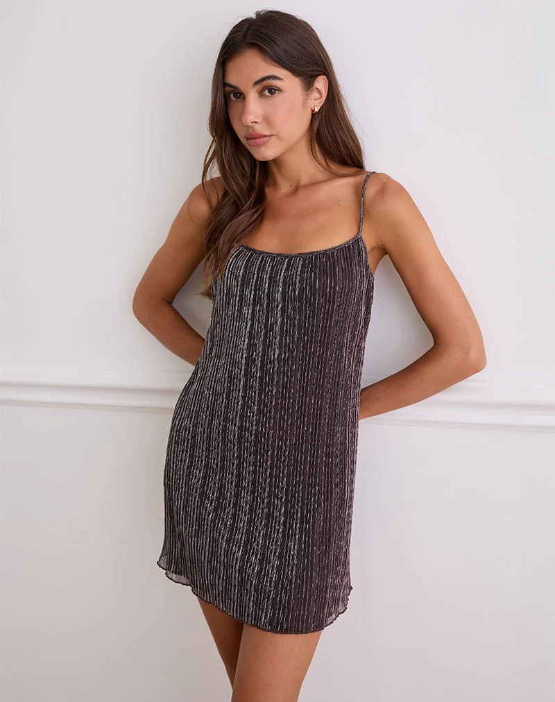 Mini robe Cheria en Shimmer Plisse Brown