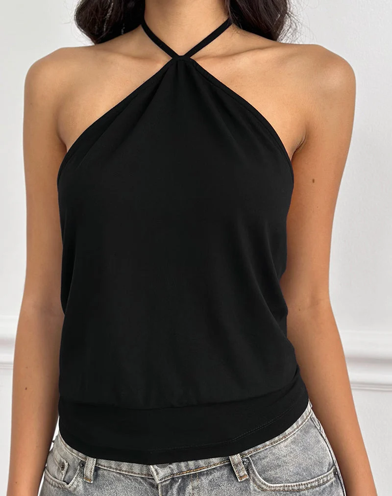 Dyilla Arrow Neck Top in Black