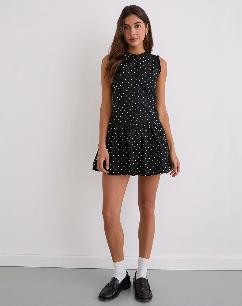 Mini robe Yadara en polka noir