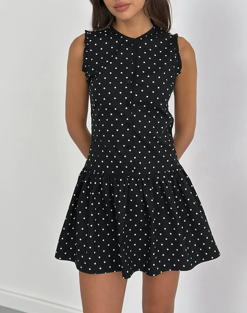 Mini robe Yadara en polka noir